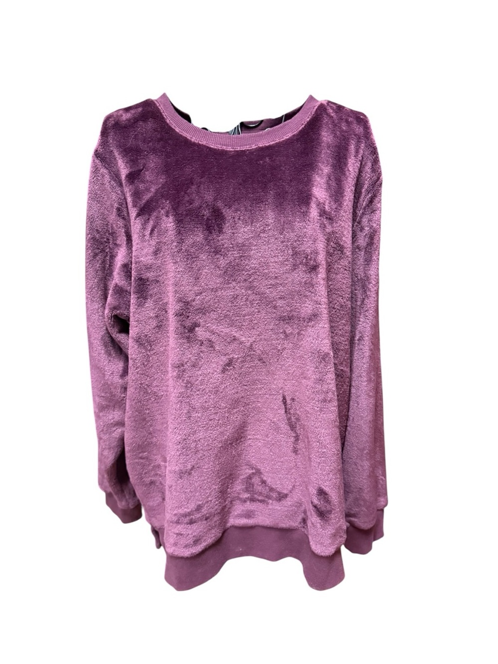 Gaiam Plush Crewneck Fleece Sweatshirt in Mauve - Cozy Lounge Scoop/ Crew XL